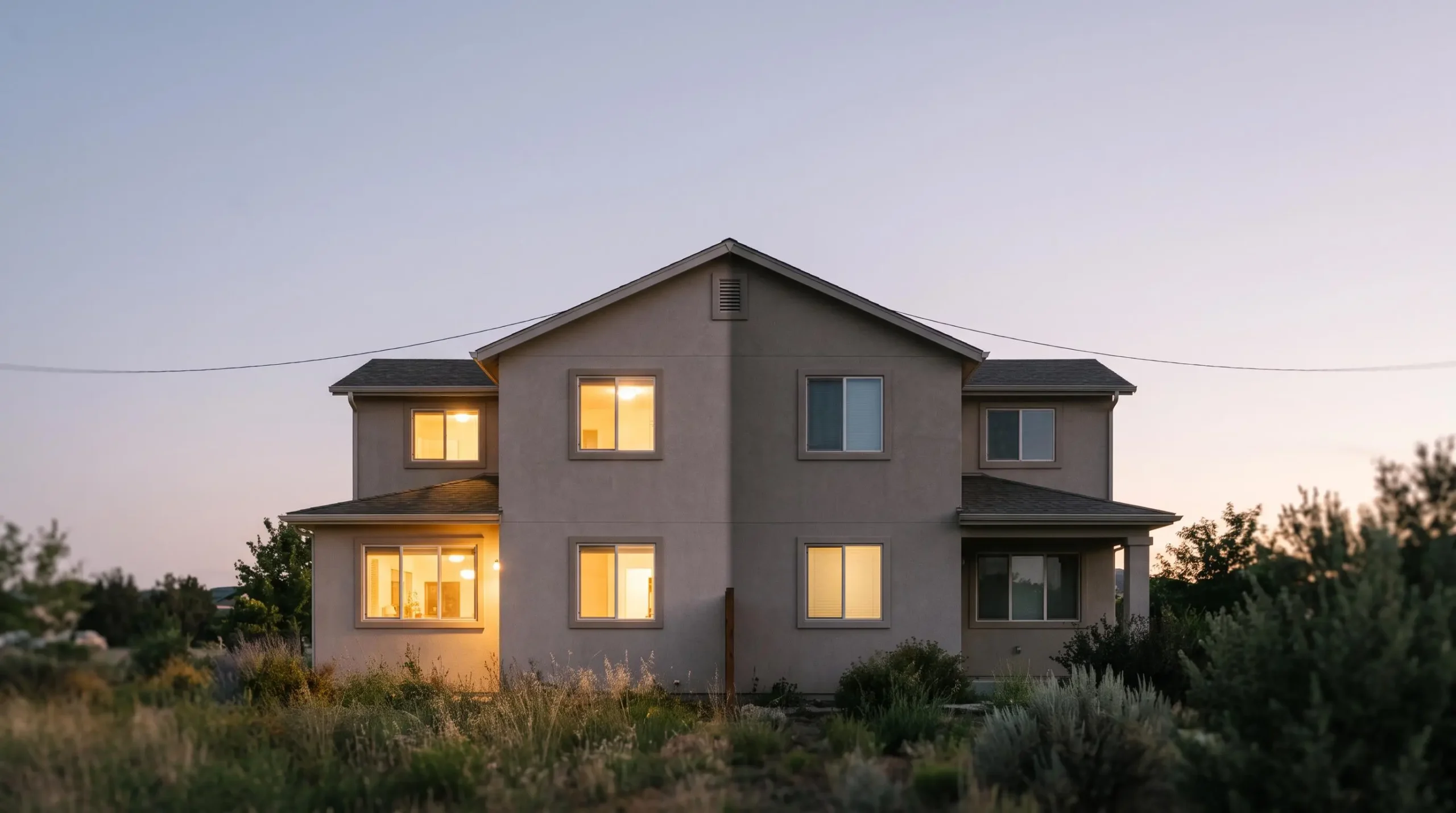 Photographie symbolique d'une maison au crépuscule illustrant le choix entre deux niveaux de puissance électrique